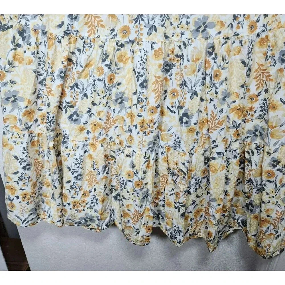 Joie V-neck Maxi Dress Yellow Floral Boho Tiered Impire Cotton Size 10 Women's - Picture 13 of 13